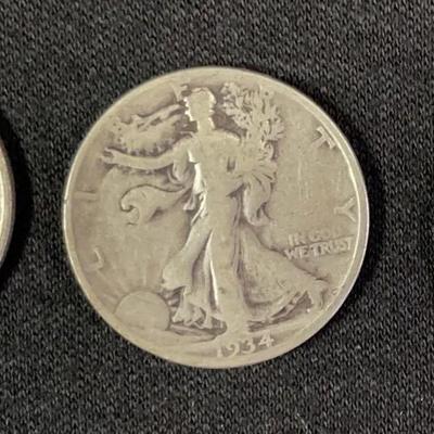 1934, 1935 & ? United States Walking Liberty Silver 1/2 Dollars