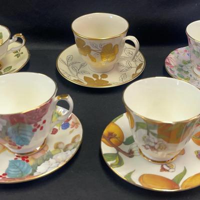 Lot Of 5 Teacups And Saucers * Rosina * Duchess * Pickard * 