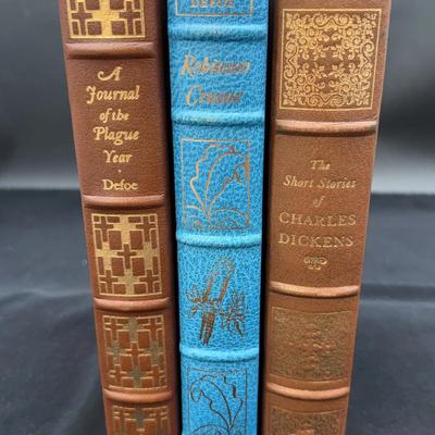 Vintage Leather-Bound 1~ Dickens & 2~Daniel Defoe Novels * 1976-1978 Collectors & Limited Editions 