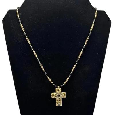 Michael Golan Black/ Gold tone Cross Pendant Necklace 