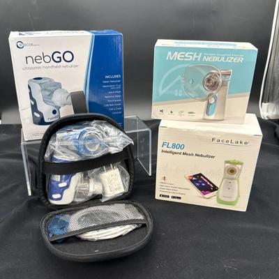 3~ NIB Handheld Portable Nebulizers * NebGO Ultrasonic; MESH & FL800 FaceLake