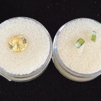 3 Loose Faceted Gemstones * 1.5c 8mm Scapolite * 5.3mm Bi-color Tourmaline 