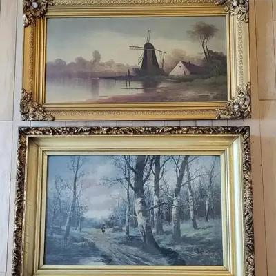 Pair of Prints in Ornate Frames (BR1)