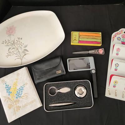 Cute Vintage Office - Walkden's Wax Seal, Floral Platter, Address Book, Mail Holder & Letter Opener