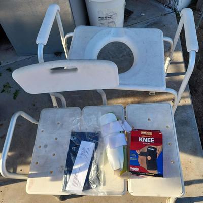 Home Medical Health Necessities - Large Shower Chair & Toilet Chair, Knee Support & More