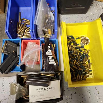 Mystery Loaded Ammunition Casings Lot Includes Storage Bins 