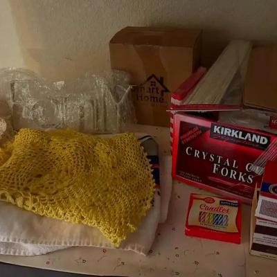 Entertaining - Doilies, Family Sign, LED Flex Head Lantern, Serveware, Knives, Straws, Matches 