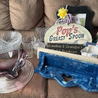 Entertaining & Home Decor - Punch Bowl, Serving Trays, Frames, Pop's & Grandma / Grandpa Signs