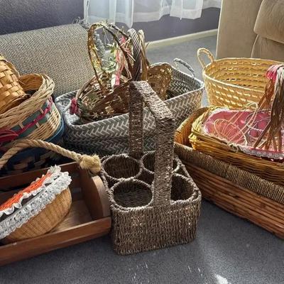Large Assortment Of Baskets - Various Shapes & Sizes & Colors