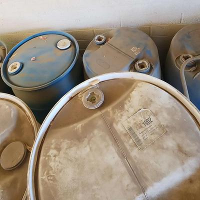 (12) Water Liquid Storage Plastic Barrels - White & Smaller Blue Sizes - Great for Many Uses
