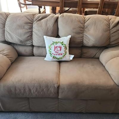 Soft & Comfy Love Seat, Brown Tan Microfiber Soft Fabric Couch, 61" Wide X 34" Deep