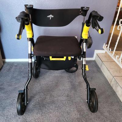 Medical / Accessibility Tools - Medline Walker with Seat - Black, 4 Wheeled