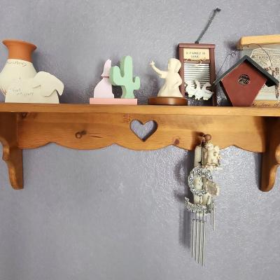 36" Wooden Shelf With Heart And 2 Hooks - (6) Pieces Decor Included & (2) Chimes 