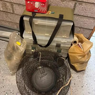 Fishing Supplies - Baskets, Bass Pro Shop Utility Carrier Bag, Fuego 2500 Spinning Reel 