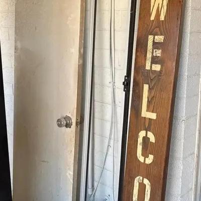 Wooden Welcome Sign, Sliding Glass Pet Door Insert + White Interior Door