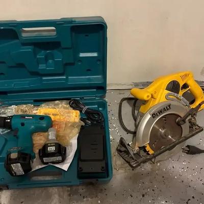 Mikita 6213D 12V Cordless Drill & Dewalt DW378G Framing Saw