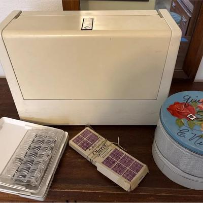 Vintage Pfaff Synchrotronic 1229 Sewing Machine - 8” Dressmaker Shears, Quilting Items 