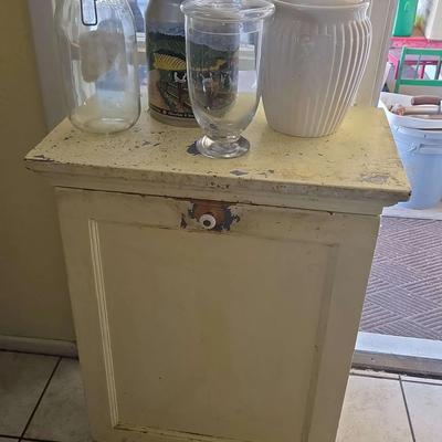 KItchen Decor - Hidden Garbage Bin Cupboard & Assorted Large Decorative Jars / Containers
