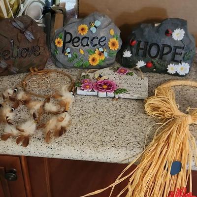 Nice Inspirational Decor For Indoor / Outdoor - Faux Rock Signs, Dream Catcher, Door Hanger 