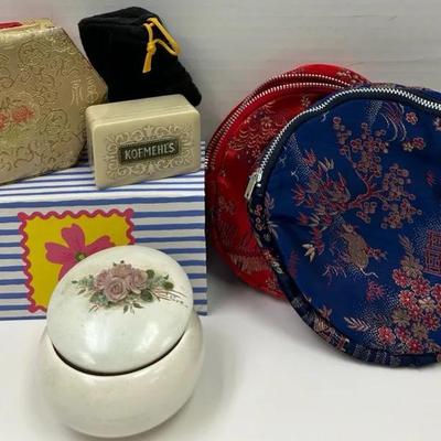 Decorative Trinket Box and Silk Brocade Pouch Collection