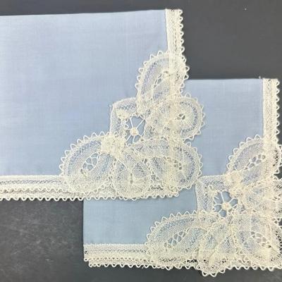 Vintage Lace Light Blue Lace Handkerchiefs