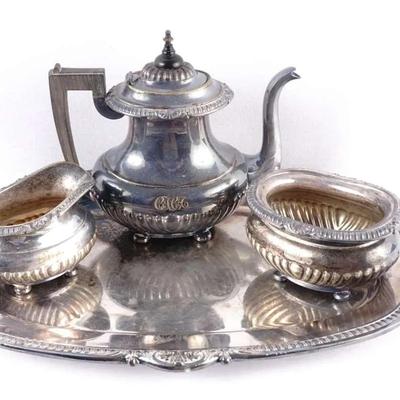 Vintage Reed & Barton Silver Plated Tea Set – Monogrammed "CHA"
