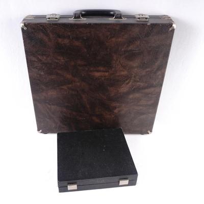 Vintage Jewelry Storage Briefcase With Key & Small Travel Ring Display Case