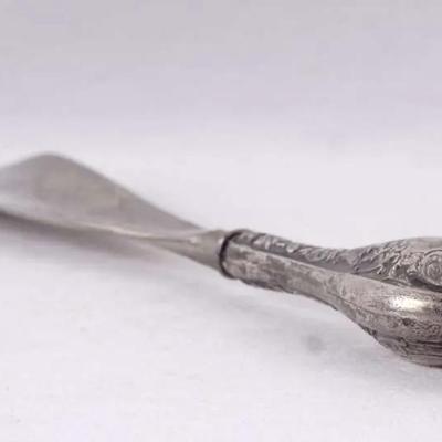 Antique Victorian Birmingham Sterling Silver Handled Shoe Horn (58g)