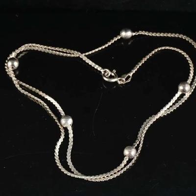Sterling Silver 16" Beaded Chain Necklace | 4.7g