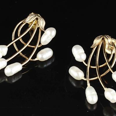 Gold Filled Baroque Pearl Earrings