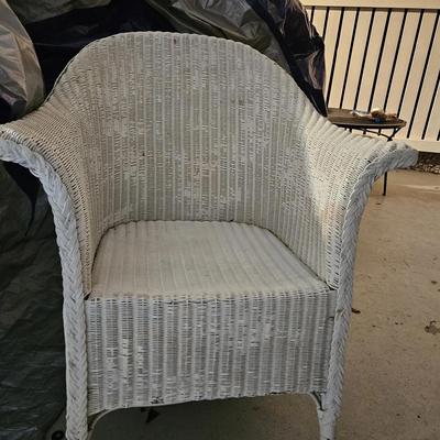 1930's White Lloyd Loom Wicker Tub Chair w/ Braided Arms – Coastal Porch Decor