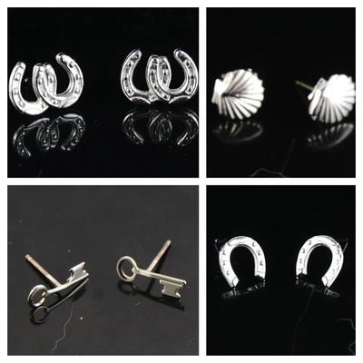 Four (4) Sets of 14k White Gold Earrings