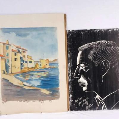 1957 Watercolor For Lolu Cannes - France and La Côte d'Azur – Saint Tropez by Roland