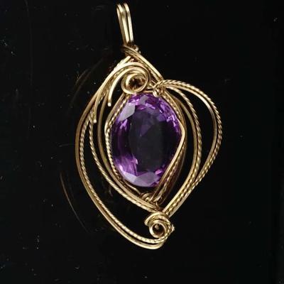 Gold Filled 2.0ct Purple Amethyst Pendant (8.7g)