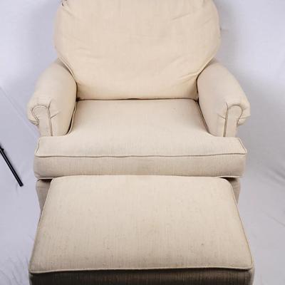 Vintage Best Chairs Inc. Armchair & Matching Ottoman - Creamy Beige- Made in USA