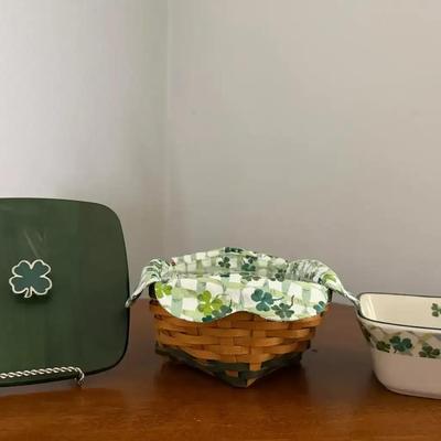 Longaberger St Patrick's Day Basket and Dish