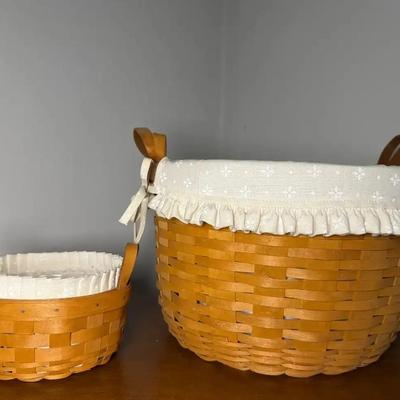 Longaberger Round Simple White Basket Lot