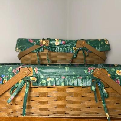 Longaberger Green Floral Gathering Baskets