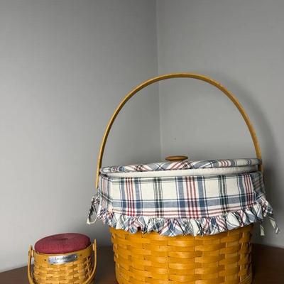 Longaberger Sewing and Pin Cushion Baskets