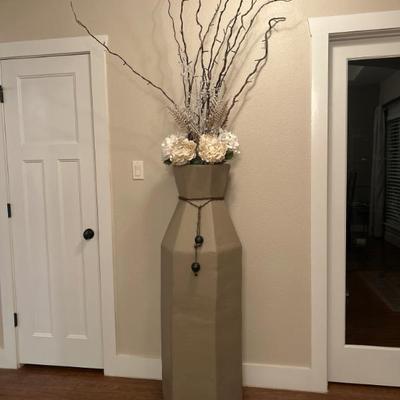 Clay planter with faux flowers 