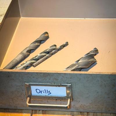 Machine Shop Tool Drawer Labeled "Drills"