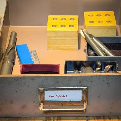 Machine Shop Tool Drawer Labeled "Em. Special"