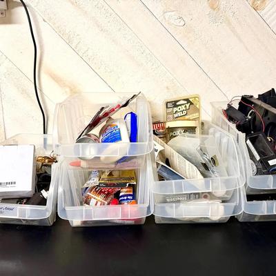 (7) Plastic Storage Trays With Contents 