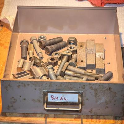 Machine Shop Tool Drawer Labeled "Bolt Etc"