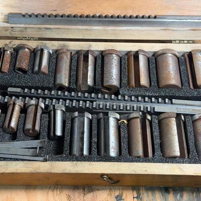 Hassay-Savage keyway broach set in a wooden case