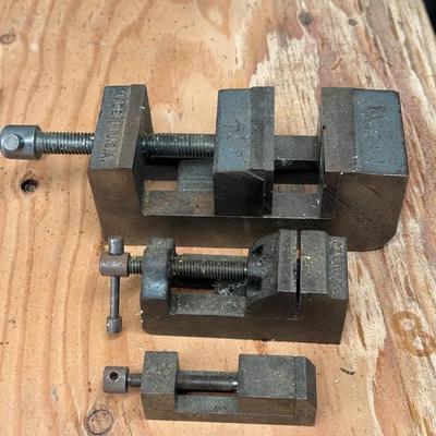 (3) machinist drill press vises,