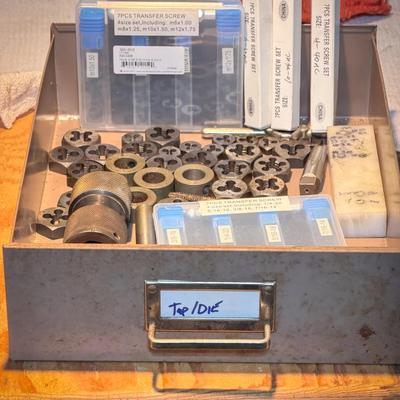Machine Shop Tool Drawer Labeled "Tap / Die"