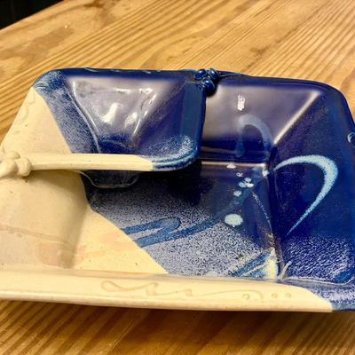 Signed Popcorn Pottery Chip N Dip 