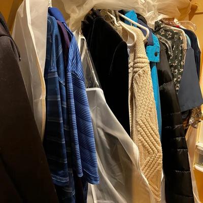 Men’s And Women’s Clothing Lot With Protective Covers