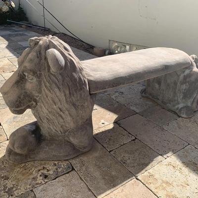  Stone Lion Bench